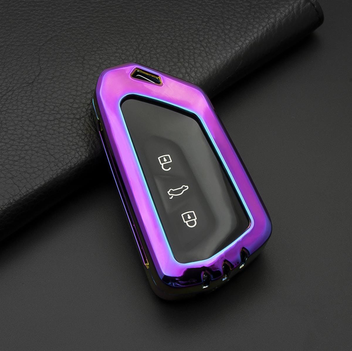 Alu Hartschalen Schlüssel Cover passend für Volkswagen Autoschlüssel HEK13-V11 keyholster.com | the case company rainbow 