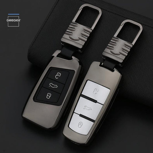 Alu Hartschalen Schlüssel Cover passend für Volkswagen Autoschlüssel HEK13-V6 keyholster.com | the case company silber 