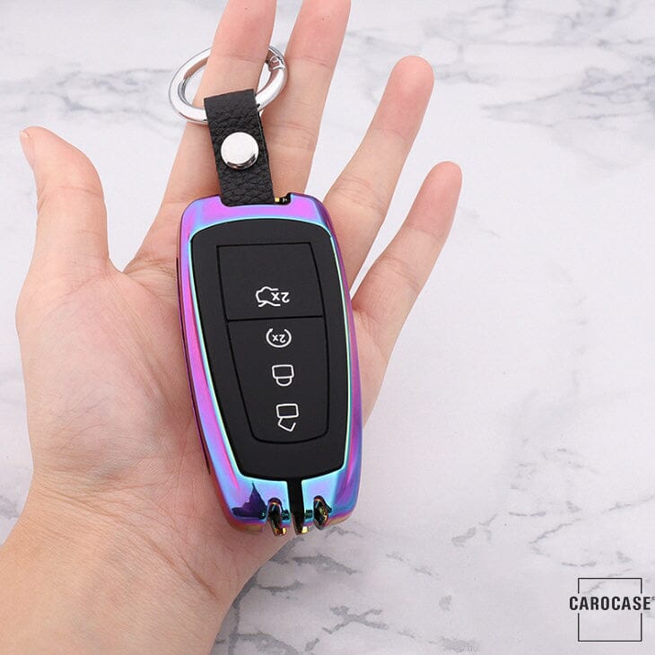 Alu Schlüssel Cover mit Silikon Tastenabdeckung passend für Ford