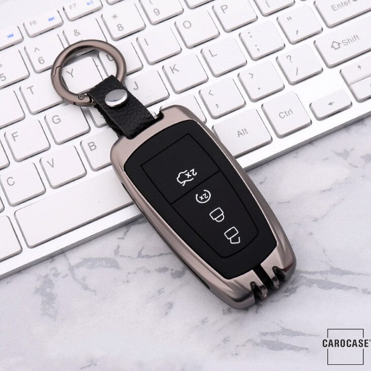 Alu Schlüssel Cover mit Silikon Tastenabdeckung passend für Ford