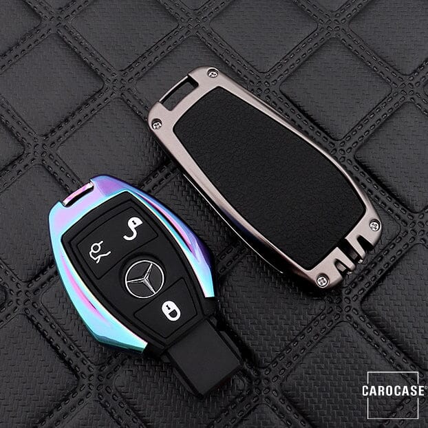 Alu Schlüssel Cover mit Silikon Tastenabdeckung passend für Mercedes-Benz Autoschlüssel HEK37-M7 keyholster.com | the case company 