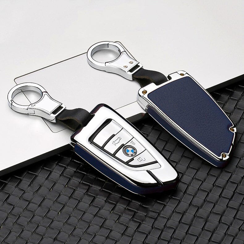 Aluminum, leather key cover suitable for BMW key HEK15-B6