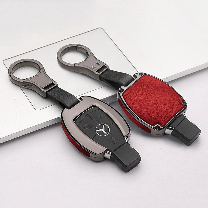 Aluminium, Leder Schlüssel Cover passend für Mercedes-Benz Schlüssel  HEK15-M7
