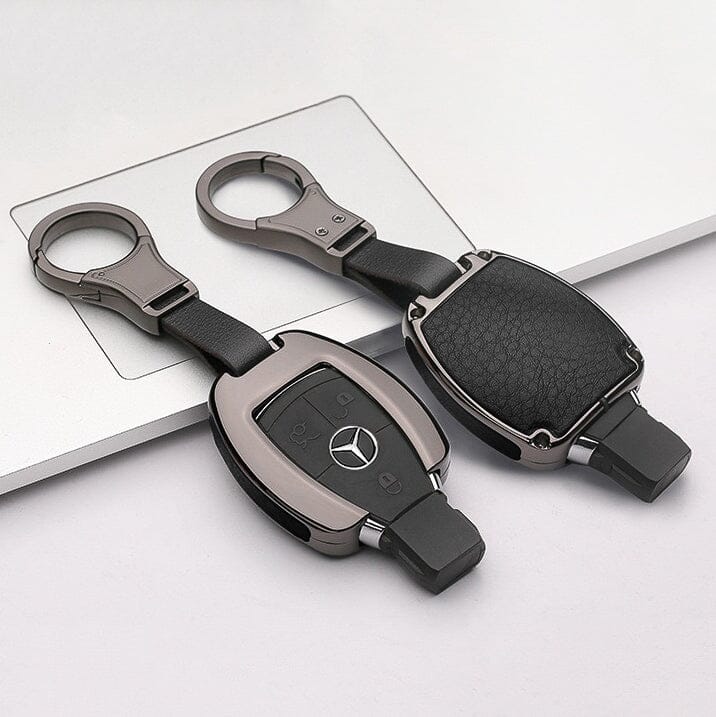 Aluminium, Leder Schlüssel Cover passend für Mercedes-Benz Schlüssel  HEK15-M7