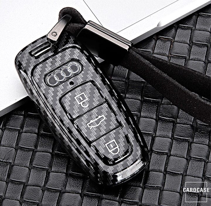 Carbon Look Schlüssel Cover passend für Audi Schlüssel schwarz HEK47-AX7-1 keyholster.com | the case company 