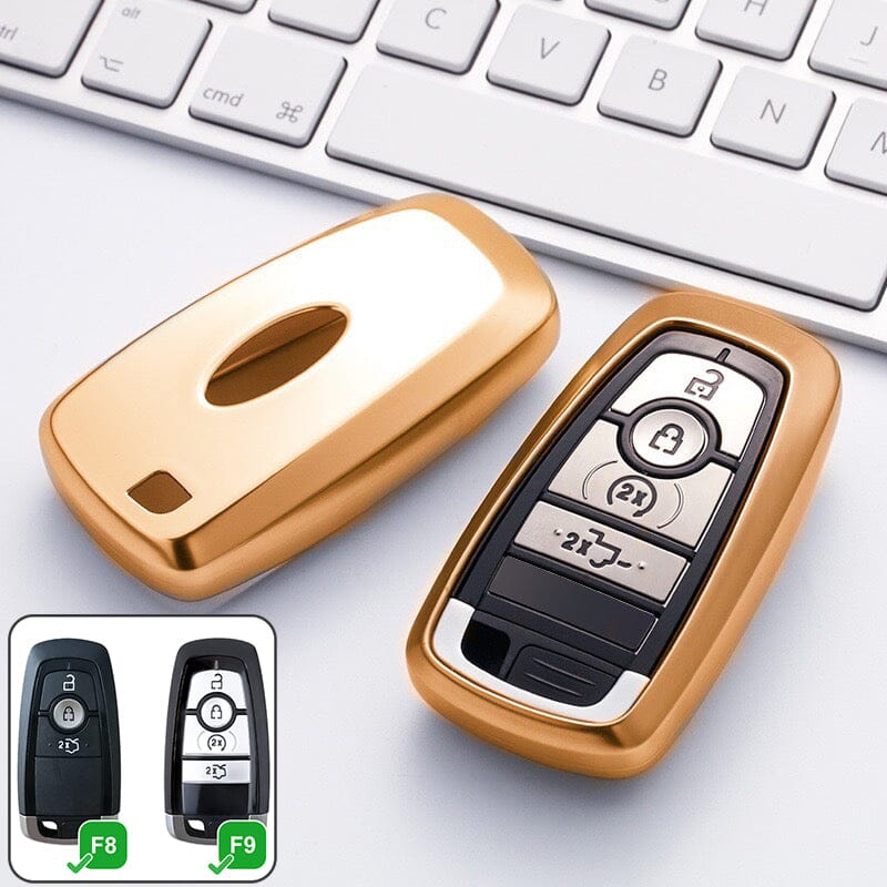 Glossy Silikon Schutzhülle / Cover passend für Ford Autoschlüssel F8, F9 keyholster.com | the case company gold 