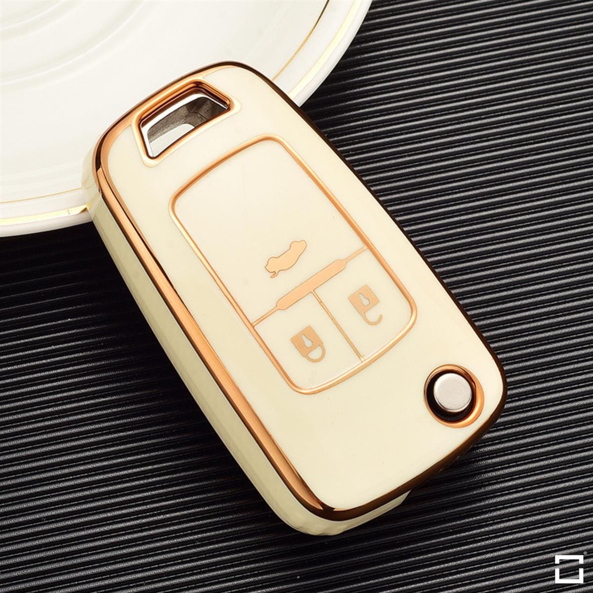 Glossy TPU Schlüsselhülle / Schutzhülle (SEK18) passend für Opel Schlüssel keyholster.com | the case company beige 