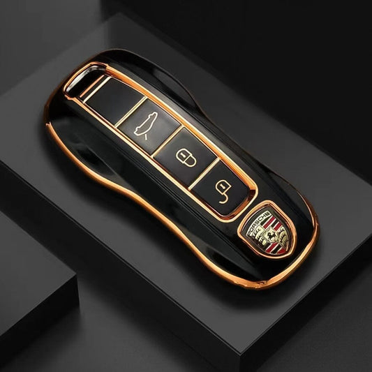 Glossy TPU Schlüsselhülle / Schutzhülle (SEK18) passend für Porsche Schlüssel keyholster.com | the case company schwarz 