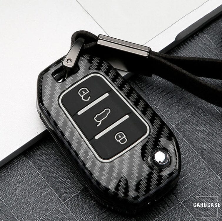 Hartschalen Etui Cover passend für Citroen, Peugeot Schlüssel HEK46-P3 keyholster.com | the case company schwarz/carbon 