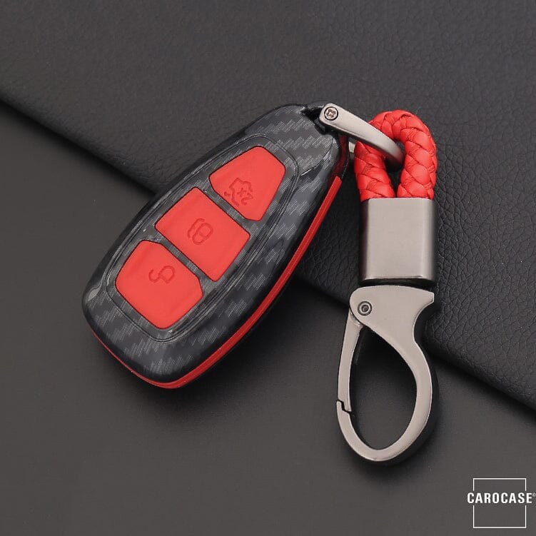 Hartschalen Etui Cover passend für Ford Schlüssel HEK33-F5 keyholster.com | the case company schwarzt/rot 