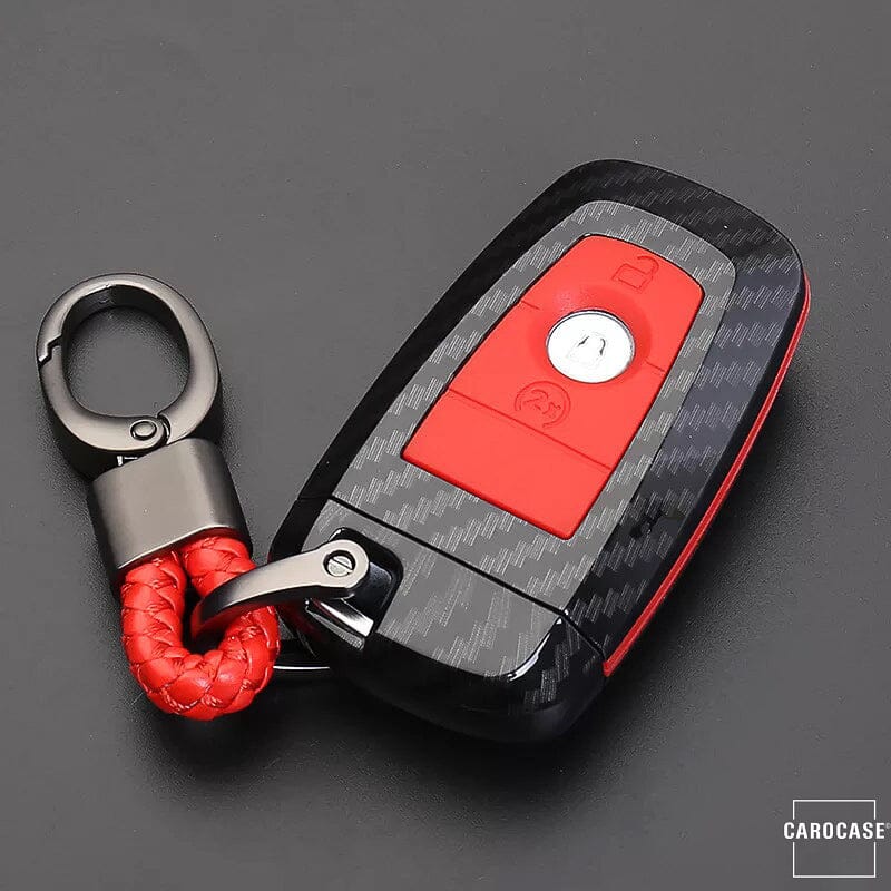 Hartschalen Etui Cover passend für Ford Schlüssel HEK33-F8 keyholster.com | the case company schwarzt/rot 