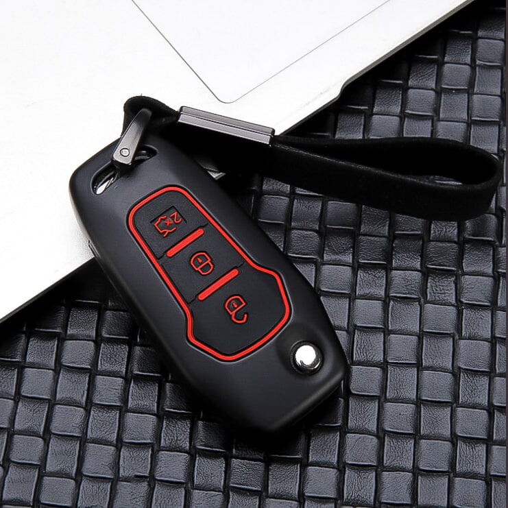 Hartschalen Etui Cover passend für Ford Schlüssel HEK46-F2 keyholster.com | the case company schwarz/rot 