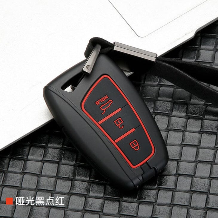 Hartschalen Etui Cover passend für Hyundai Schlüssel HEK46-D4 keyholster.com | the case company schwarz/rot 