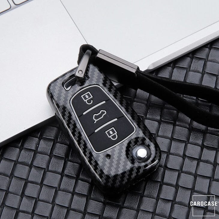 Hartschalen Etui Cover passend für Hyundai Schlüssel HEK46-D5 keyholster.com | the case company schwarz/carbon 