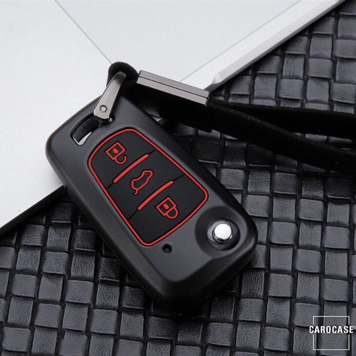 Hartschalen Etui Cover passend für Hyundai Schlüssel HEK46-D5 keyholster.com | the case company schwarz/rot 