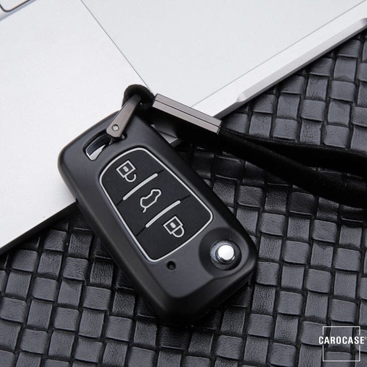 Hartschalen Etui Cover passend für Hyundai Schlüssel HEK46-D5 keyholster.com | the case company schwarz/weiß 