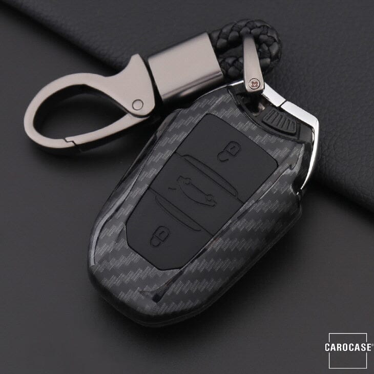 Hartschalen Etui Cover passend für Peugeot Schlüssel HEK33-P2 keyholster.com | the case company schwarz/schwarz 