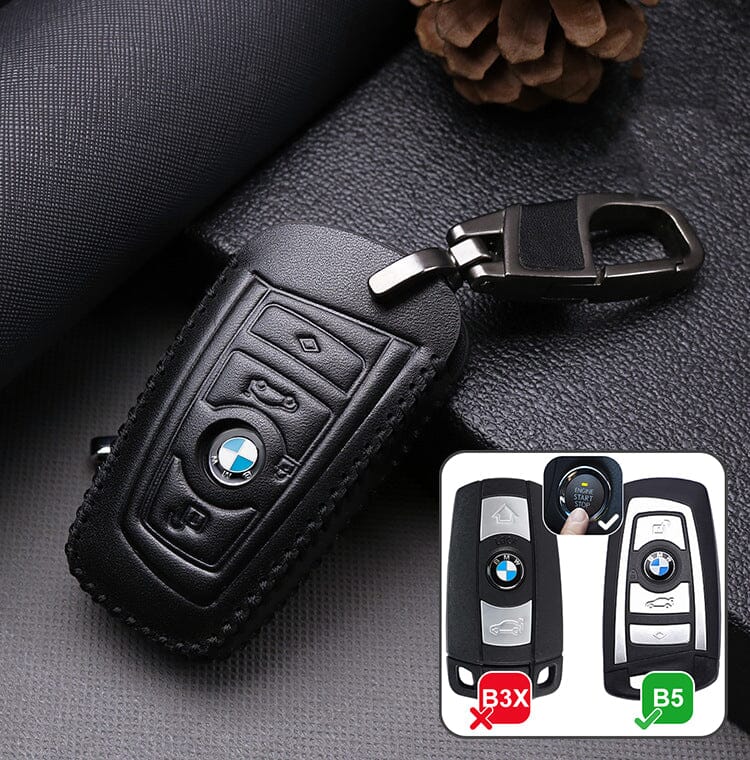 Leder Schlüssel Cover passend für BMW Schlüssel B4, B5 keyholster.com | the case company schwarz/schwarz 