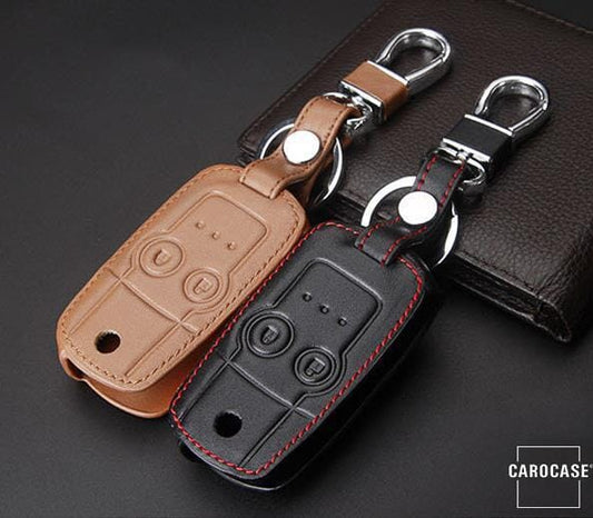 Leder Schlüssel Cover passend für Honda Schlüssel H5 keyholster.com | the case company schwarz 