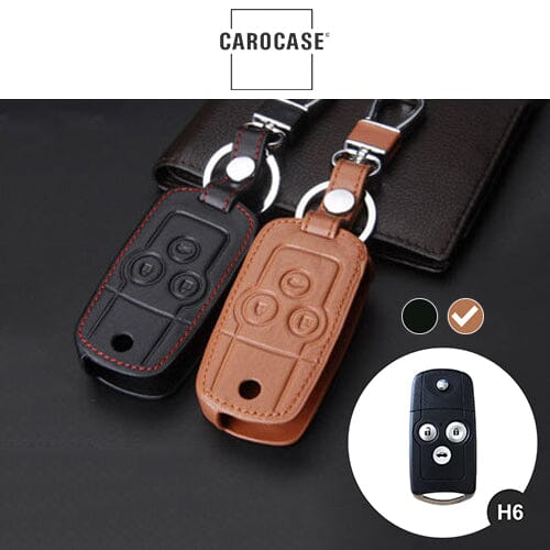 Leder Schlüssel Cover passend für Honda Schlüssel H6 keyholster.com | the case company braun 