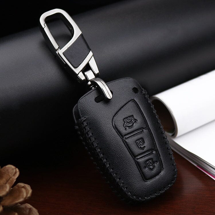 Leder Schlüssel Cover passend für Hyundai Schlüssel D4 keyholster.com | the case company 