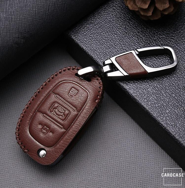 Leder Schlüssel Cover passend für Hyundai Schlüssel D6 keyholster.com | the case company 