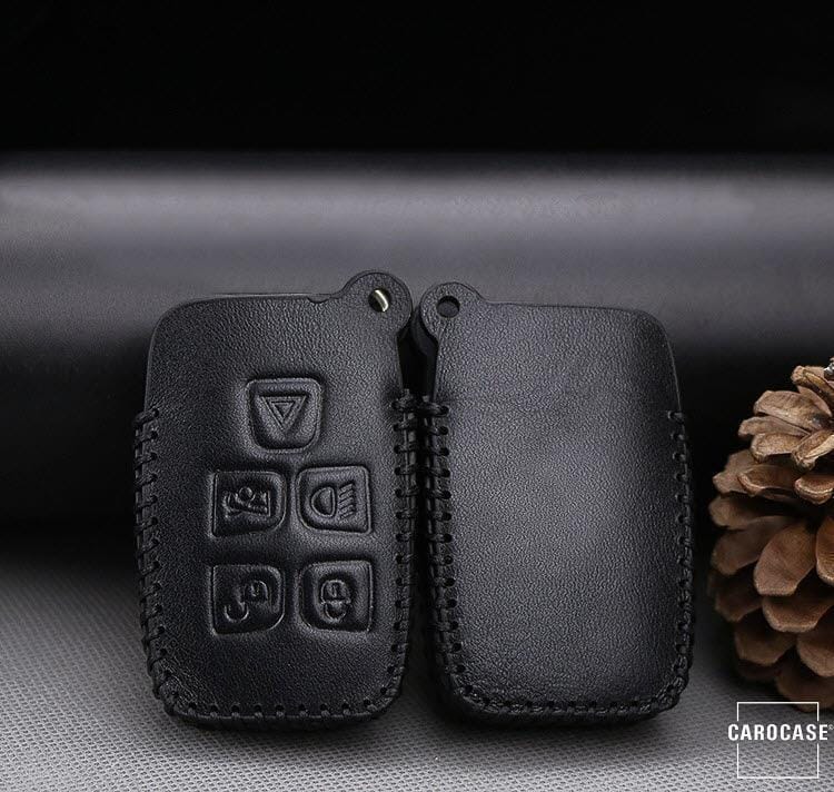 Leder Schlüssel Cover passend für Land Rover Schlüssel LR2 keyholster.com | the case company schwarz/schwarz 