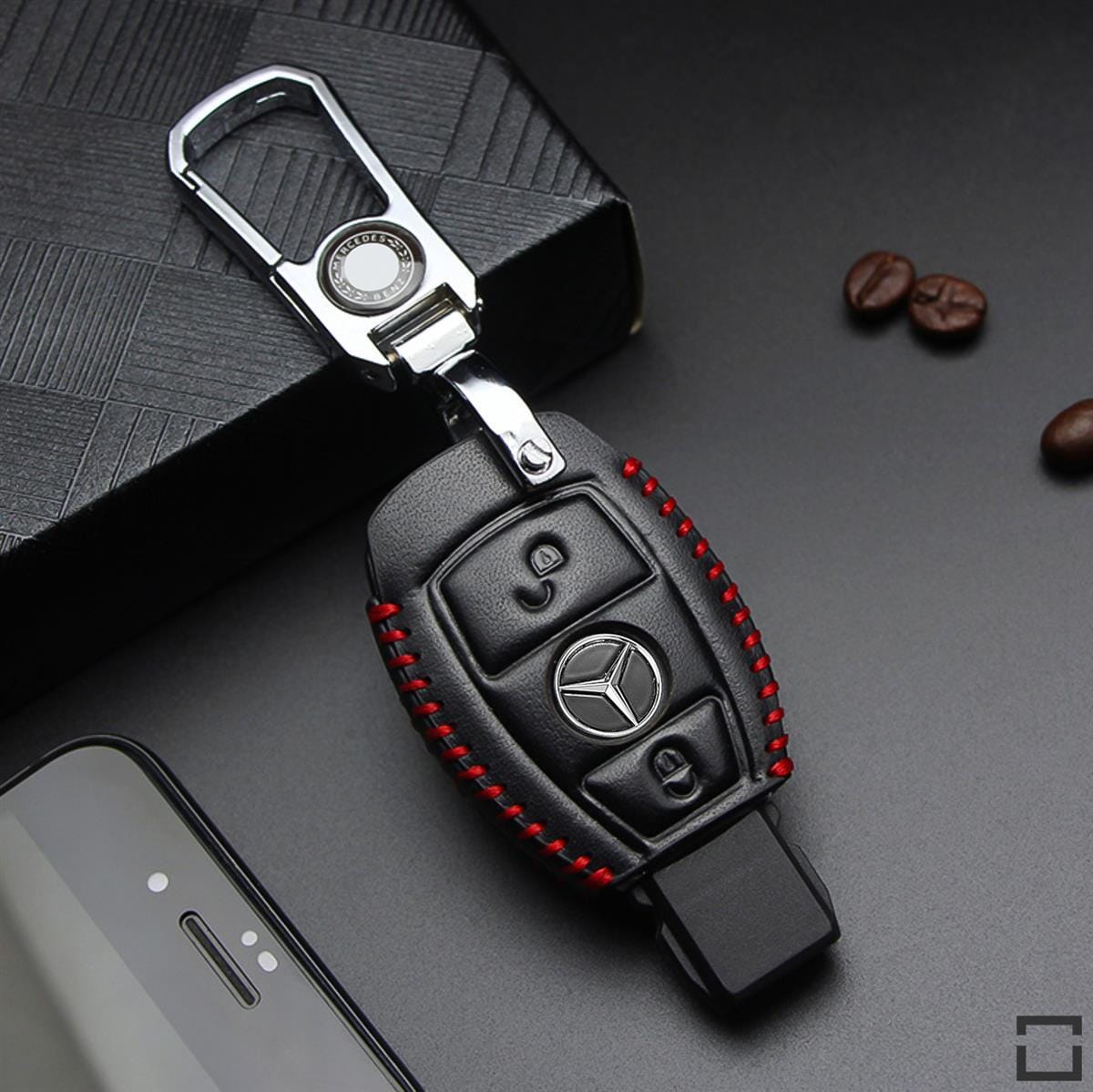 Leder Schlüssel Cover passend für Mercedes-Benz Schlüssel M6 keyholster.com | the case company 