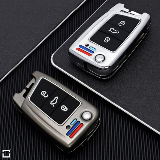 Aluminium, Leder Schlüssel Cover passend für Audi Schlüssel