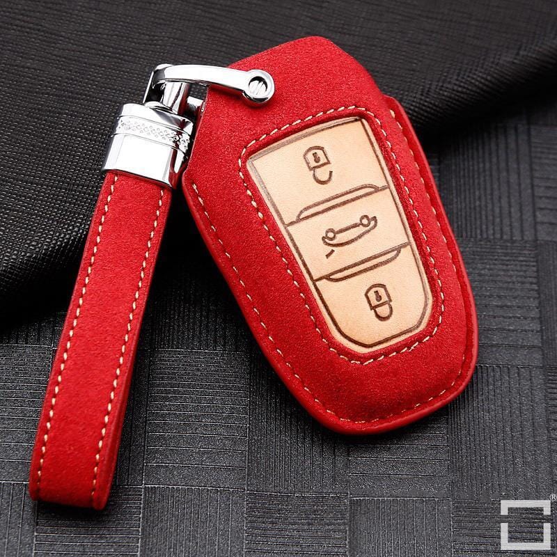 Premium Leder Schlüsselhülle / Schutzhülle (LEK59) passend für Opel, Toyota, Citroen, Peugeot Schlüssel inkl. Lederband keyholster.com | the case company 