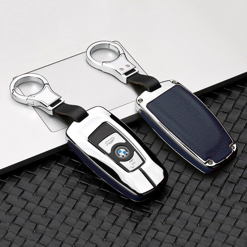 Schutzhülle Cover (HEK15) passend für BMW Schlüssel inkl. Karabiner keyholster.com | the case company chrom/blau 