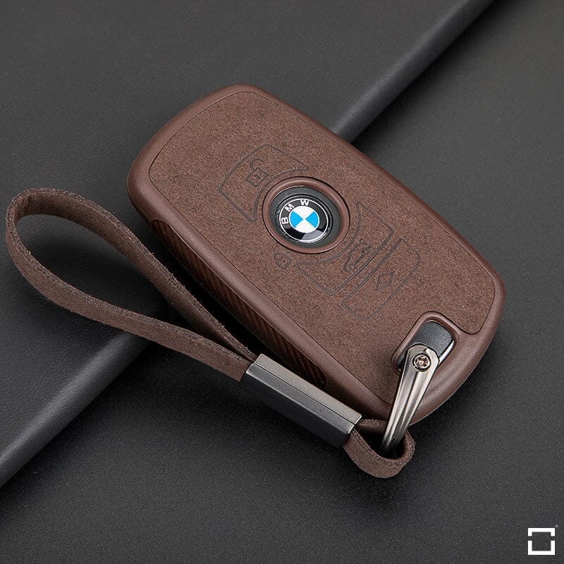 Silikon Alcantara Schutzhülle passend für BMW Schlüssel + Lederband + Karabiner SEK12-B5 keyholster.com | the case company 