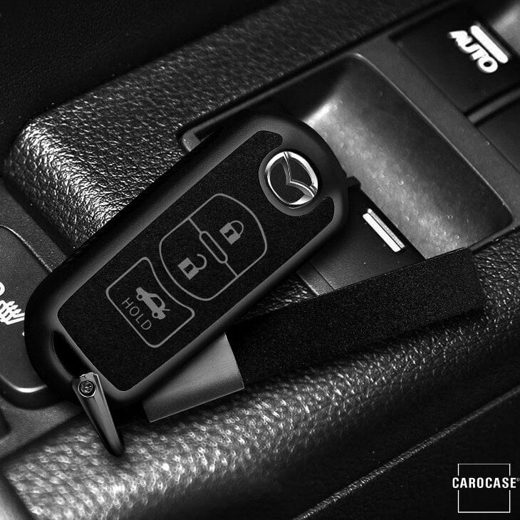 Silikon Alcantara Schutzhülle passend für Mazda Schlüssel + Lederband + Karabiner SEK12-MZ2 keyholster.com | the case company 