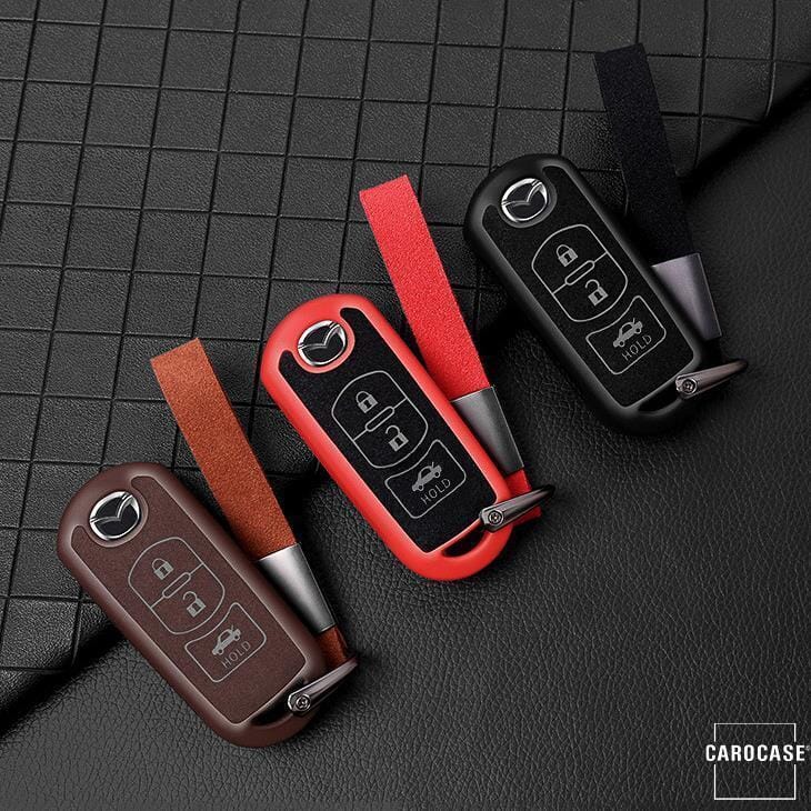 Silikon Alcantara Schutzhülle passend für Mazda Schlüssel + Lederband + Karabiner SEK12-MZ2 keyholster.com | the case company 