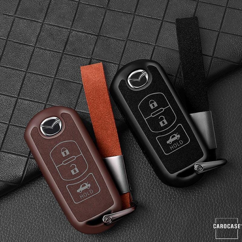 Silikon Alcantara Schutzhülle passend für Mazda Schlüssel + Lederband + Karabiner SEK12-MZ2 keyholster.com | the case company 