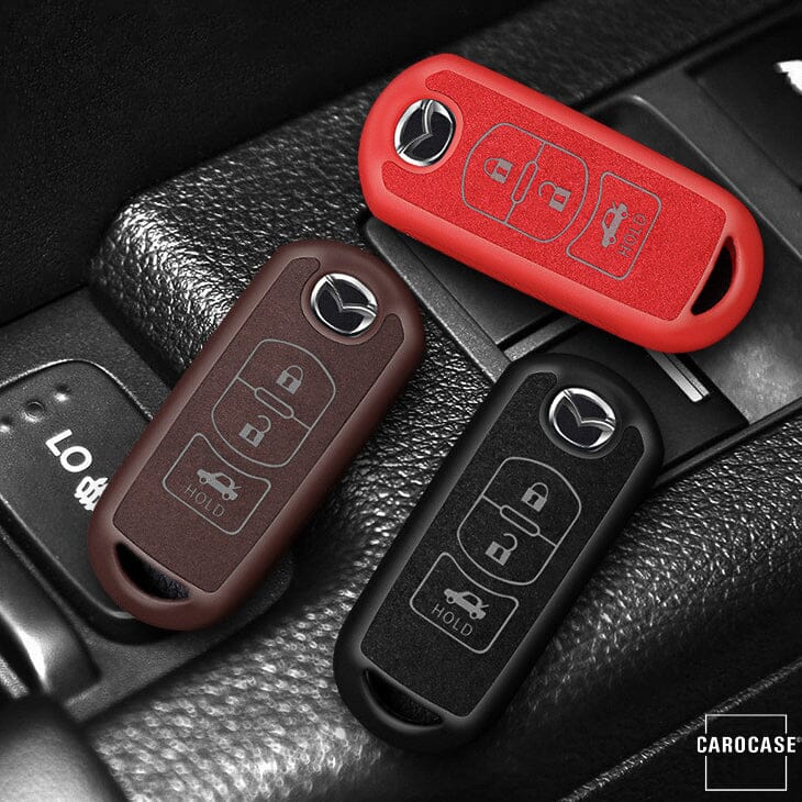 Silikon Alcantara Schutzhülle passend für Mazda Schlüssel + Lederband + Karabiner SEK12-MZ2 keyholster.com | the case company 