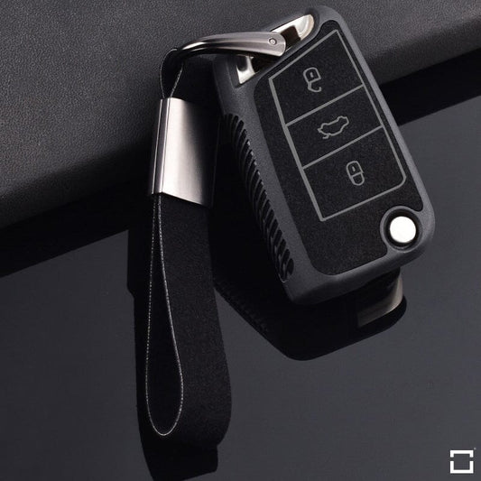 Carbon-Look Cover passend für Volkswagen, Skoda, Seat Schlüssel