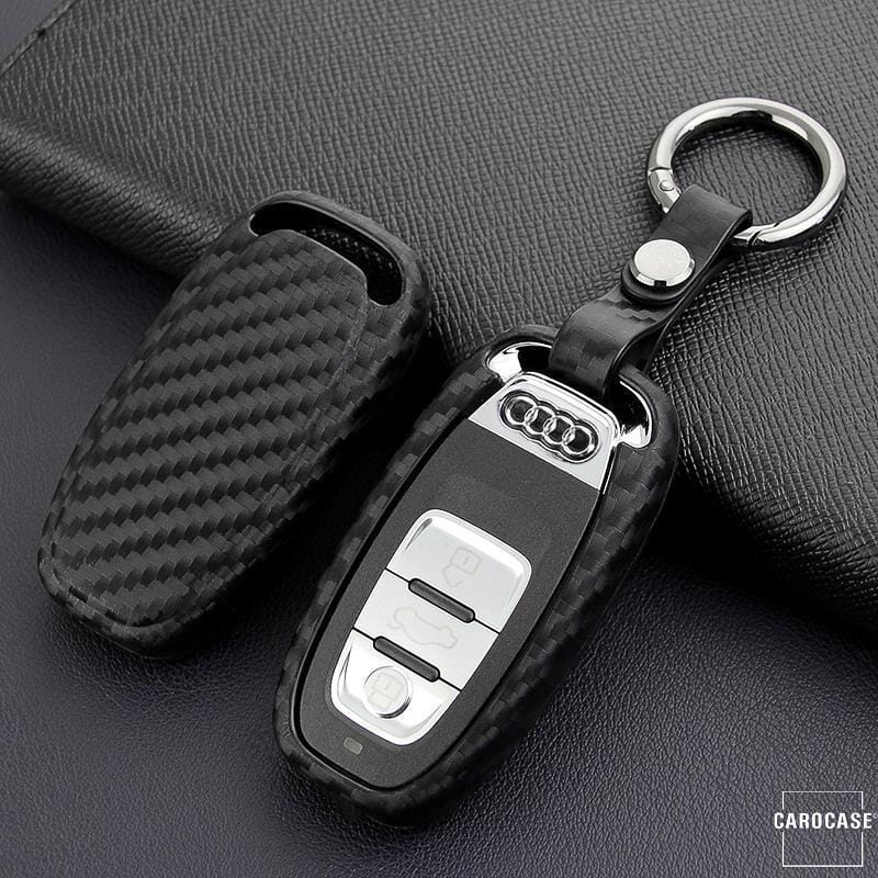 MAX Carbon kompatibel mit Audi Rot Carbon Style Look gfk Schlüssel Cover  Hülle Etui A4 A5