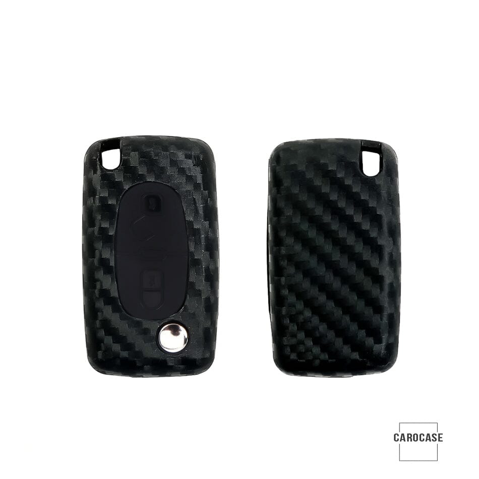 Silikon Carbon-Look Schlüssel Cover passend für Citroen, Peugeot, Fiat Schlüssel schwarz SEK3-PX2 keyholster.com | the case company (Schutzhülle ohne Zubehör) 