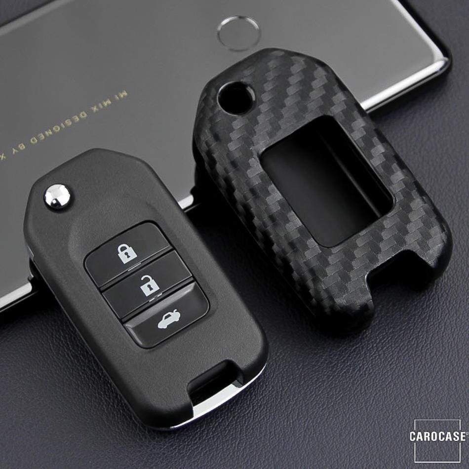 Silikon Carbon-Look Schlüssel Cover passend für Honda Schlüssel schwarz SEK3-H10 keyholster.com | the case company (Schutzhülle ohne Zubehör) 