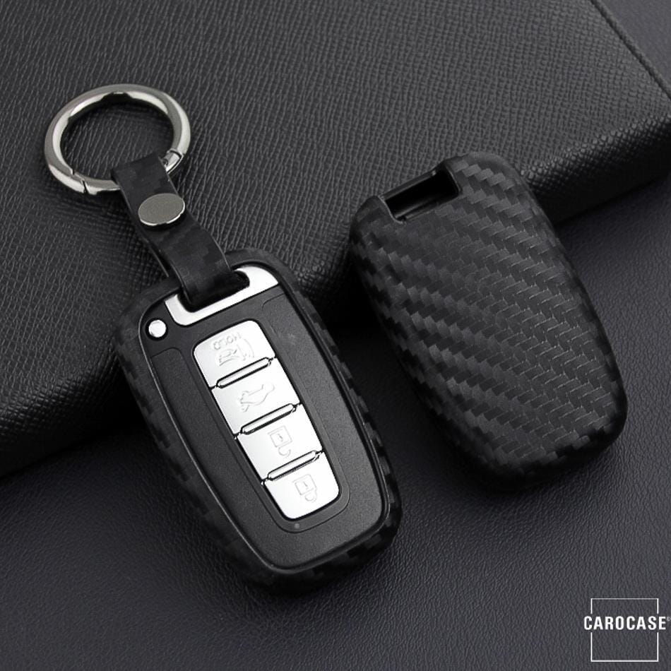 Silikon Carbon-Look Schlüssel Cover passend für Hyundai Schlüssel schwarz SEK3-D3X keyholster.com | the case company 