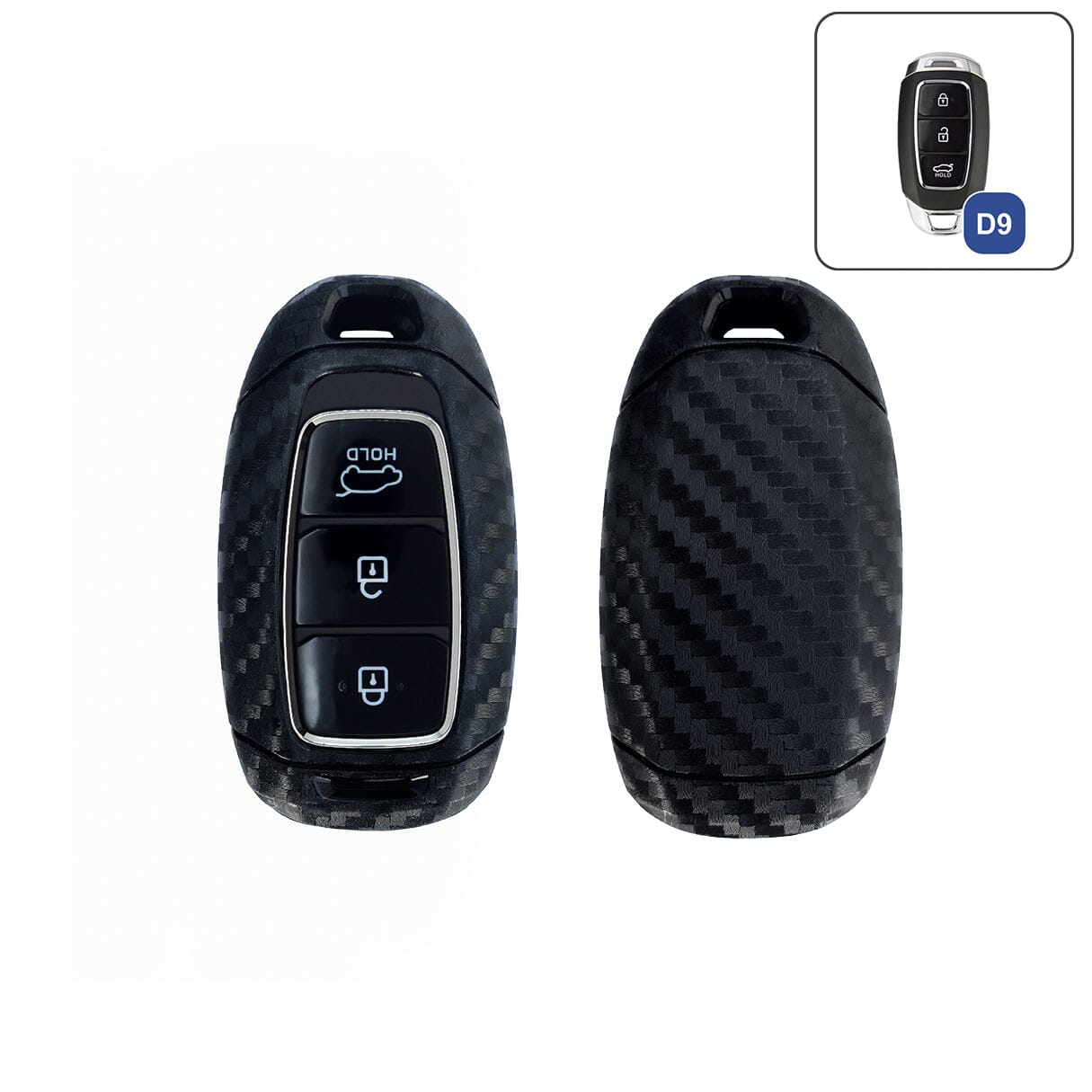 Silikon Carbon-Look Schlüssel Cover passend für Hyundai Schlüssel schwarz  SEK3-D9