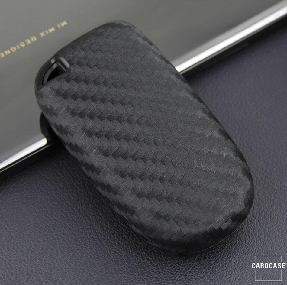 Silikon Carbon-Look Schlüssel Cover passend für Jeep, Fiat Schlüssel schwarz SEK3-J4 keyholster.com | the case company 