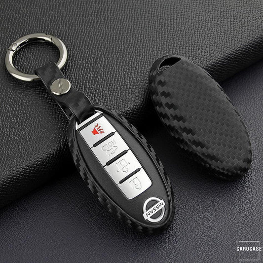 Silikon Carbon-Look Schlüssel Cover passend für Nissan Schlüssel schwarz SEK3-N5 keyholster.com | the case company 