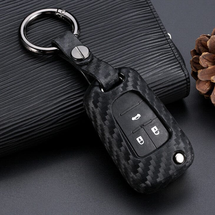 Silikon Carbon-Look Schlüssel Cover passend für Opel Schlüssel schwarz SEK3-OP6 keyholster.com | the case company 