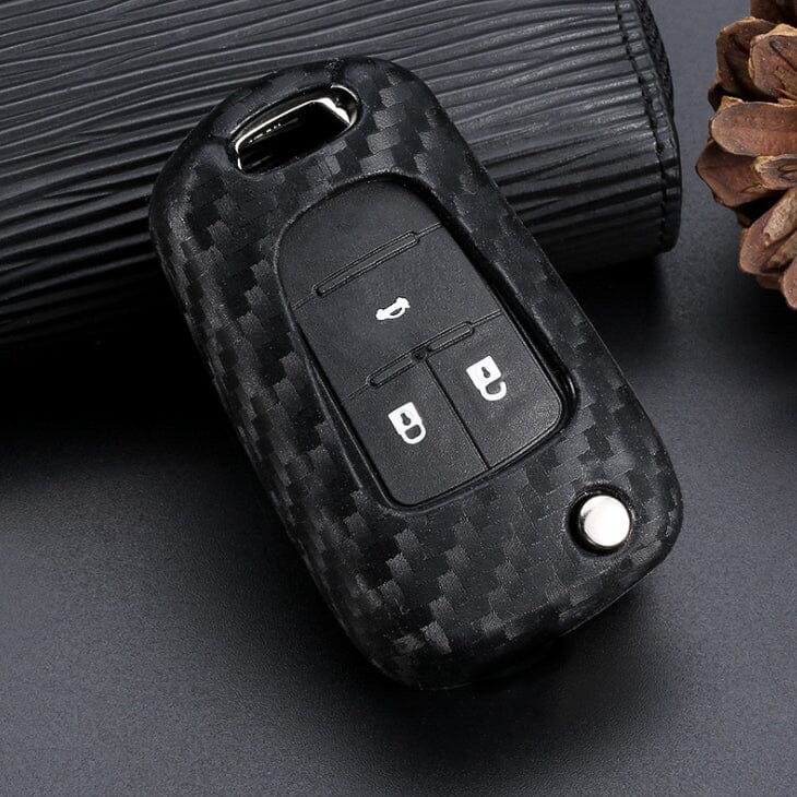 Silikon Carbon-Look Schlüssel Cover passend für Opel Schlüssel schwarz SEK3-OP6 keyholster.com | the case company 