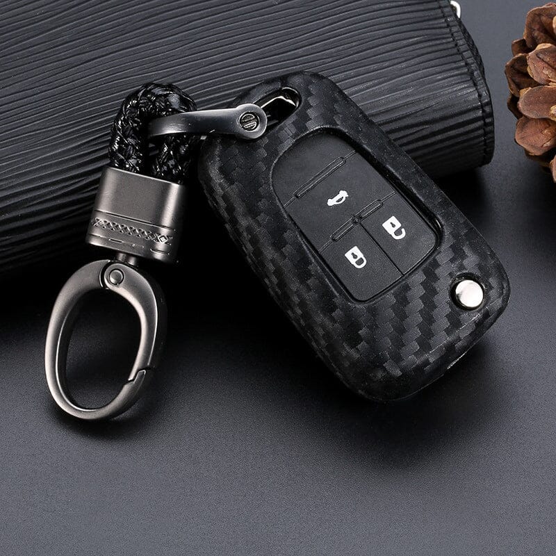 Silikon Carbon-Look Schlüssel Cover passend für Opel Schlüssel schwarz SEK3-OP6 keyholster.com | the case company 