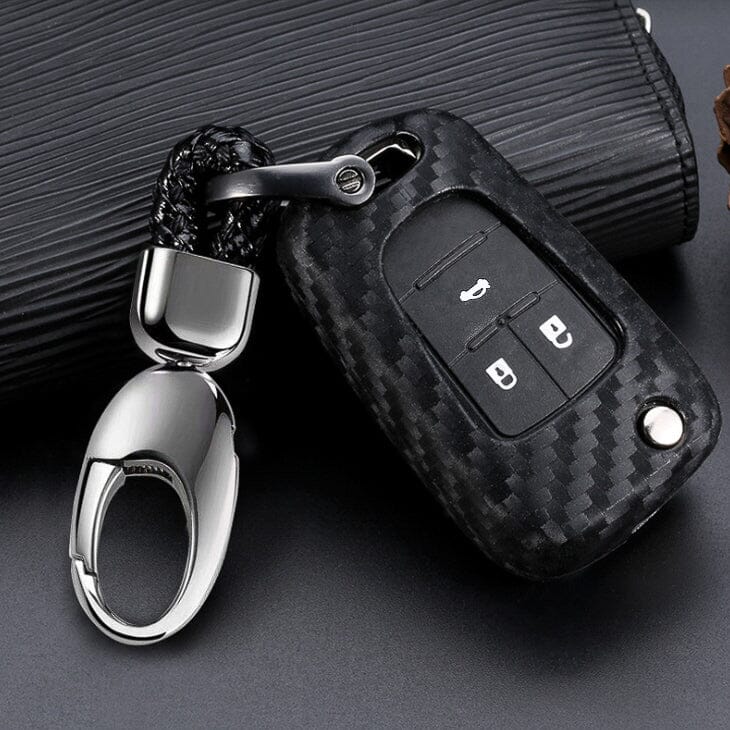 Silikon Carbon-Look Schlüssel Cover passend für Opel Schlüssel schwarz SEK3-OP6 keyholster.com | the case company 