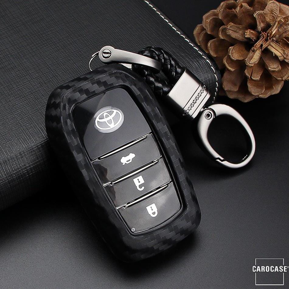 Silikon Carbon-Look Schlüssel Cover passend für Toyota Schlüssel schwarz SEK3-T4 keyholster.com | the case company 