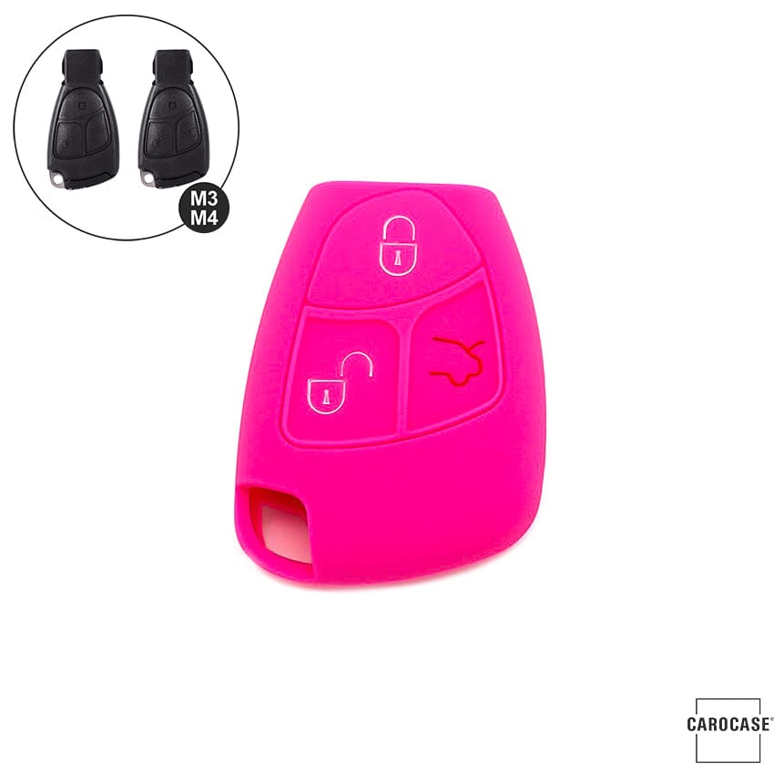 Silikon Schutzhülle / Cover passend für Mercedes-Benz Autoschlüssel M3, M4 keyholster.com | the case company rosa 